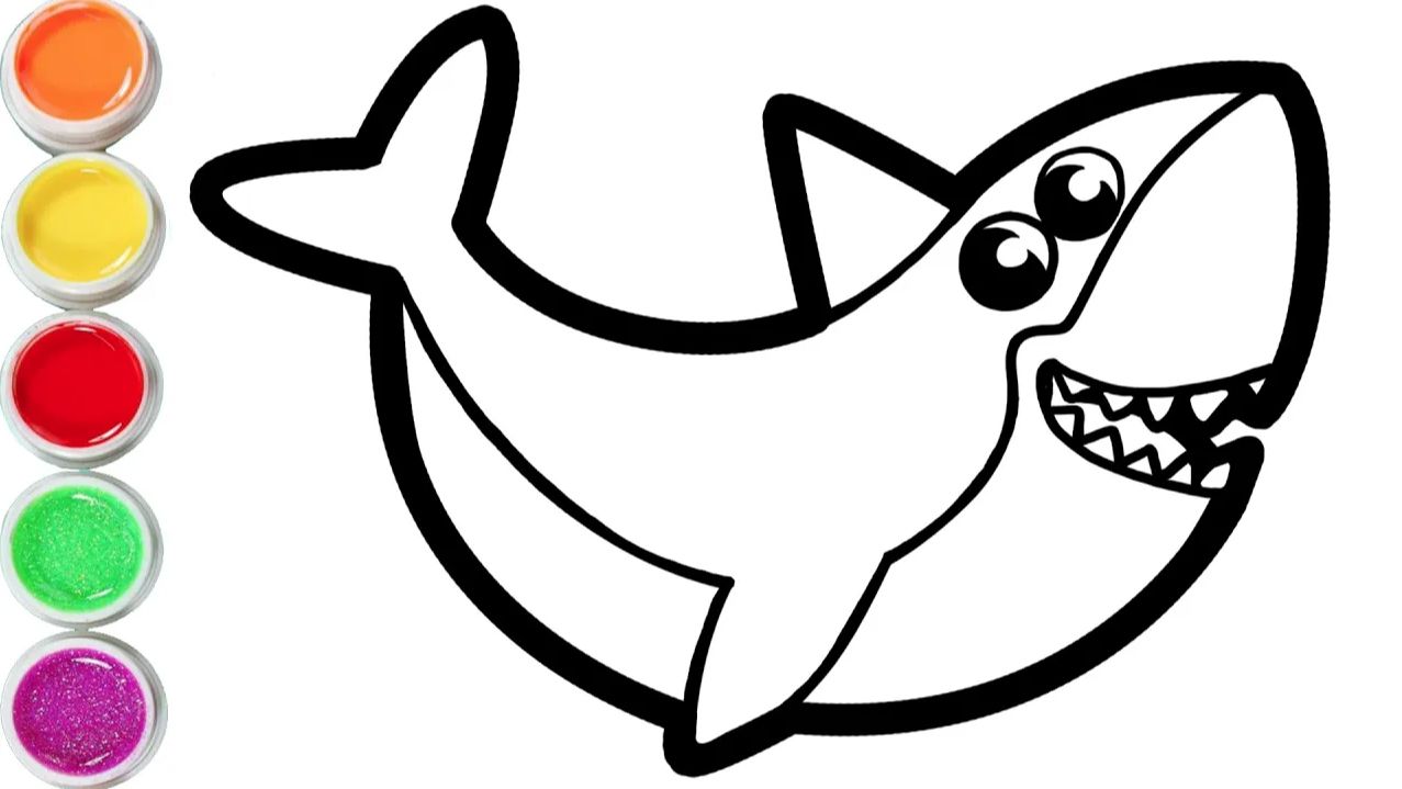 Мультик - раскраска для детей АКУЛА. Учимся как рисовать РЫБКУ АКУЛУ вместе с детьми // РИСОВАШКА ТВ смотреть онлайн