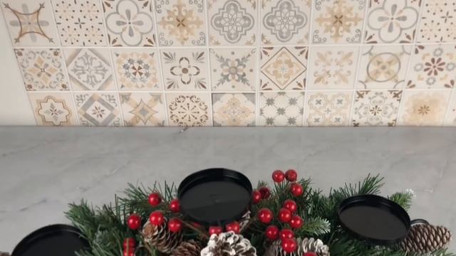 Подсвечник ЗАСНЕЖЕННЫЕ ШИШКИ на 3 свечи, 76 см, 31FRBC30C/FRB3-800-30C-B3