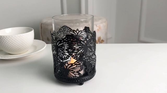 Подсвечник ТАНЕЦ БАБОЧЕК, стекло, металл, 11 см, AAE330620