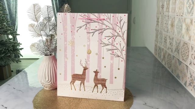 Подарочный пакет НЕЖНАЯ ЗИМА: ОЛЕНЬЯ ПАРА, 32х26 см, ABB303010-3