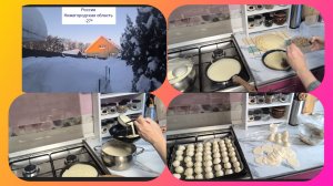 Жизнь в деревне,🏡.На кухне лепим пельмени и пеку блины в заморозку.🥞