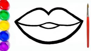 Мультик раскраска для детей и малышей. Новые серии рисунков. Как нарисовать губы , сердце