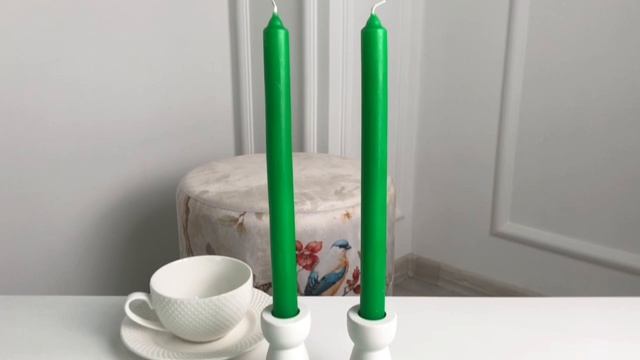 Свечи классические, зелёные, 2х25 см, 4 шт., 011408-свеча