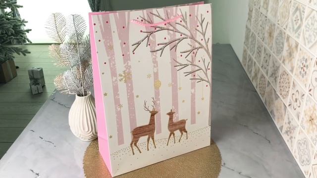 Подарочный пакет НЕЖНАЯ ЗИМА: ОЛЕНЬЯ ПАРА, 40х30 см, ABB303020-3