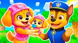 ВСТРЕТИЛ СЕМЬЮ и РЕБЁНКА у СКАЙ и ГОНЩИКА ЩЕНЯЧИЙ ПАТРУЛЬ в МАЙНКРАФТ ЗОМБАК