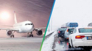 Аэропорт, паромная переправа и автотрассы закрыты из-за снежного бурана в Южно-Сахалинске