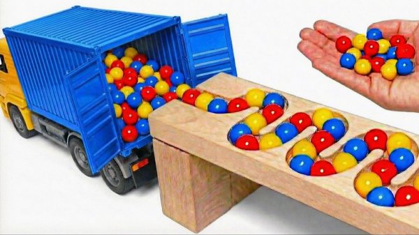 Мультики для детей и малышей. Игрушечные горки, Разноцветные шарики и машинки. Мультики залипалки