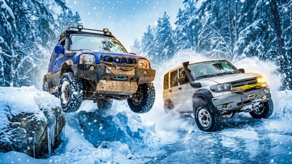 ОНИ ПОПАЛИ! Уаз Патриот разулся в ледяной луже Уаз и Jimny в зимнем оффроуд приключении