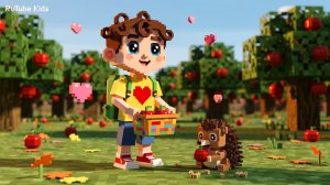 Лёня и ёжик собирают яблочки! Делиться — это радость | Добрый voxel мультик