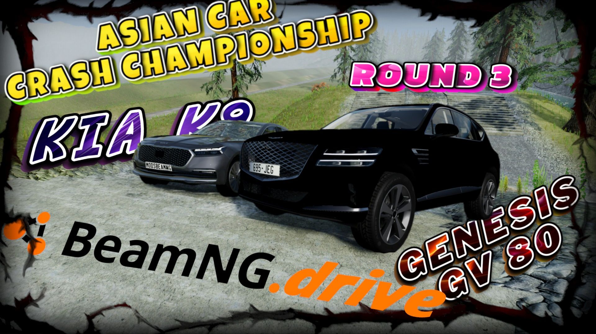 1/8 ROUND 3/ GENESIS GV80 VS KIA K9 /ASIAN CAR CRASH CHAMPIONSHIP BEAMNG DRIVE/ смотреть онлайн