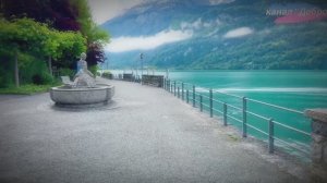 Швейцарская озерная деревня Бриенц, в весенний сезон