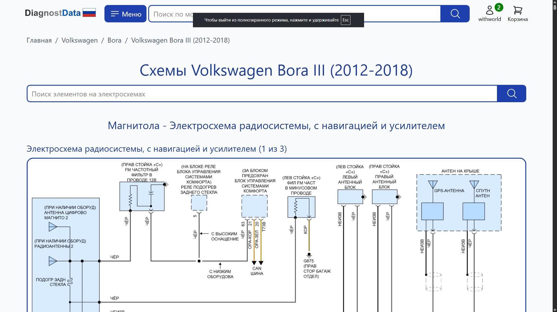 Схемы Volkswagen Bora III (2012-2018)