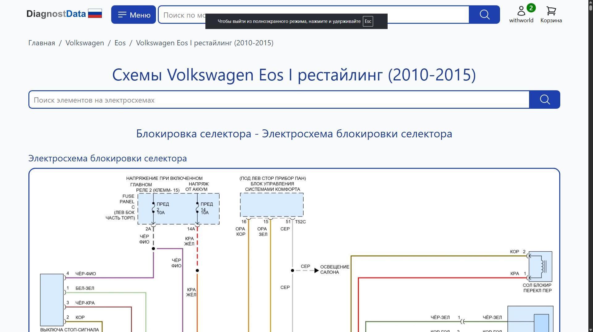 Схемы Volkswagen Eos I рестайлинг (2010-2015) смотреть онлайн