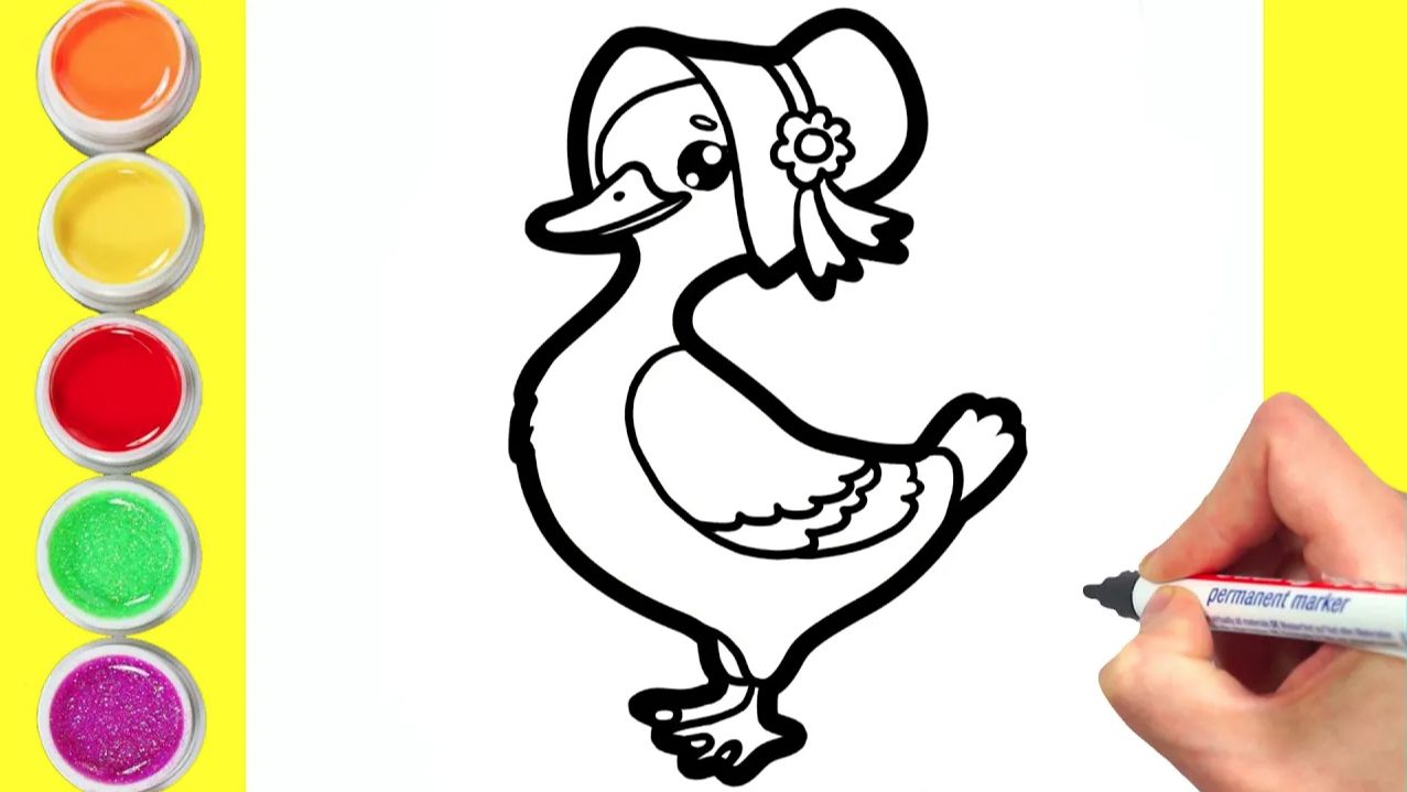 Мультик - раскраска для детей УТКА. Учимся как рисовать УТОЧКУ и другие рисунки вместе с детьми. смотреть онлайн