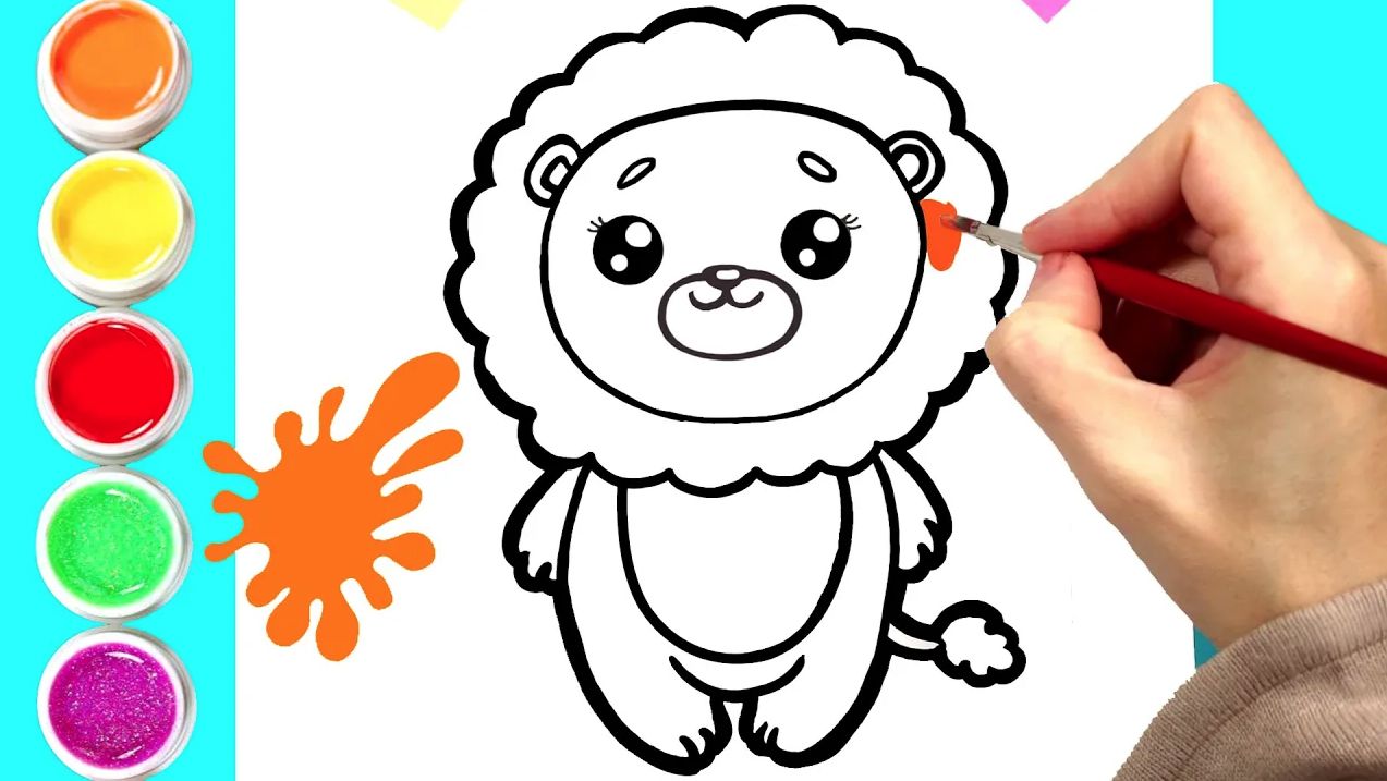 Мультик - раскраска для детей ЛЬВЕНОК. Учимся как рисовать ЛЬВЕНКА и другие рисунки вместе с детьми. смотреть онлайн