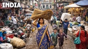 Индия сегодня | Реальная жизнь на улицах | Прогулка по оживленному индийскому рынку (4K)
