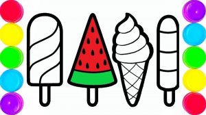 Мультик раскраска для детей и малышей. Как нарисовать мороженое