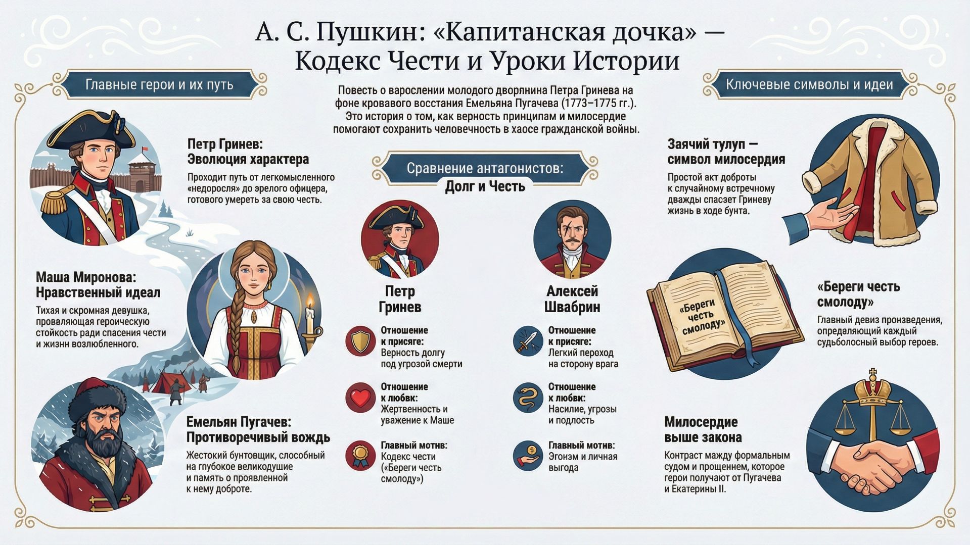 Краткое содержание Капитанская дочка по главам кратко и понятно