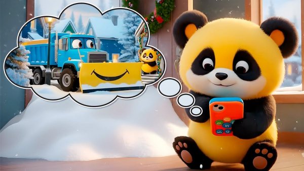 Медвежок Аксель и снегоуборочная машина - Мультик для детей