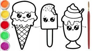 Мультик - раскраска для детей МОРОЖЕНОЕ. Учимся как рисовать МОРОЖЕНОЕ вместе с детьми.