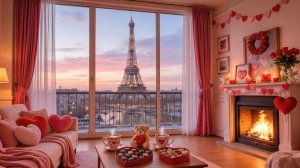 День Cвятого Валентина в Париже ❤️ Уютный камин и романтический вечер у окна