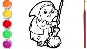 Мультик - раскраска для детей ВЕДЬМА. Учимся как рисовать КОЛДУНЬЮ и другие рисунки вместе с детьми.