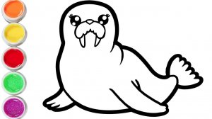 Мультик - раскраска для детей МОРЖ. Учимся как рисовать МОРЖА и другие рисунки вместе с детьми.