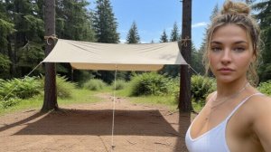 Одиночный кемпинг возле реки. AI видео.