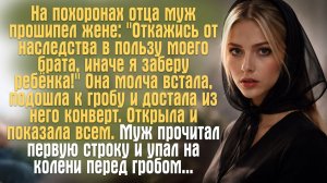 На похоронах отца муж прошипел жене: Откажись от наследства в пользу моего брата, иначе я заберу..