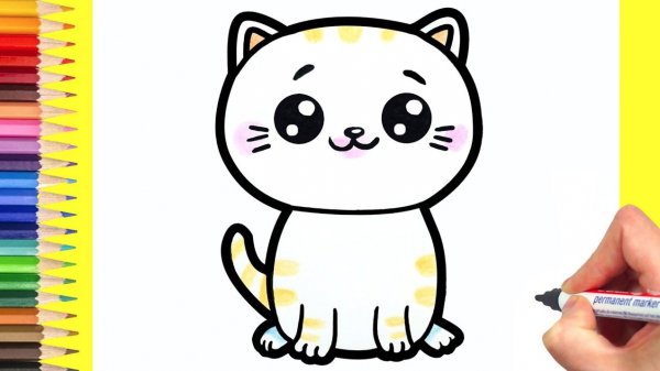 Мультик - раскраска для детей КОШКА. Учимся как рисовать КОШЕЧКУ и другие рисунки вместе с детьми.