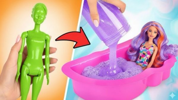 Время сюрпризов! 🎁 Куклы Barbie с цветной пеной ✨