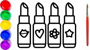 Мультик раскраска для детей и малышей. Как нарисовать помаду