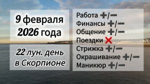 Гороскоп дня 9 февраля 2026 года, лунный день