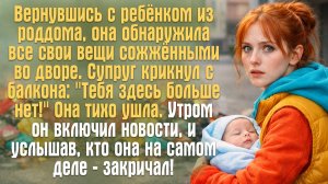 Вернувшись с ребёнком из роддома, она обнаружила все свои вещи сожжёнными во дворе. Супруг крикнул.