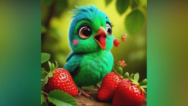 Красивые птички милые едят милые няшки мультик для детей АСМР птички с большими глазками смотреть онлайн