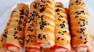 Крабовые палочки 🦀 в слоёном тесте, запечённые в духовке