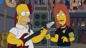 Гомер Симпсон играет на бас-гитаре