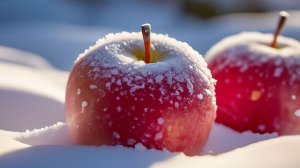 Боброе утро, Страна! Яблоки на снегу.