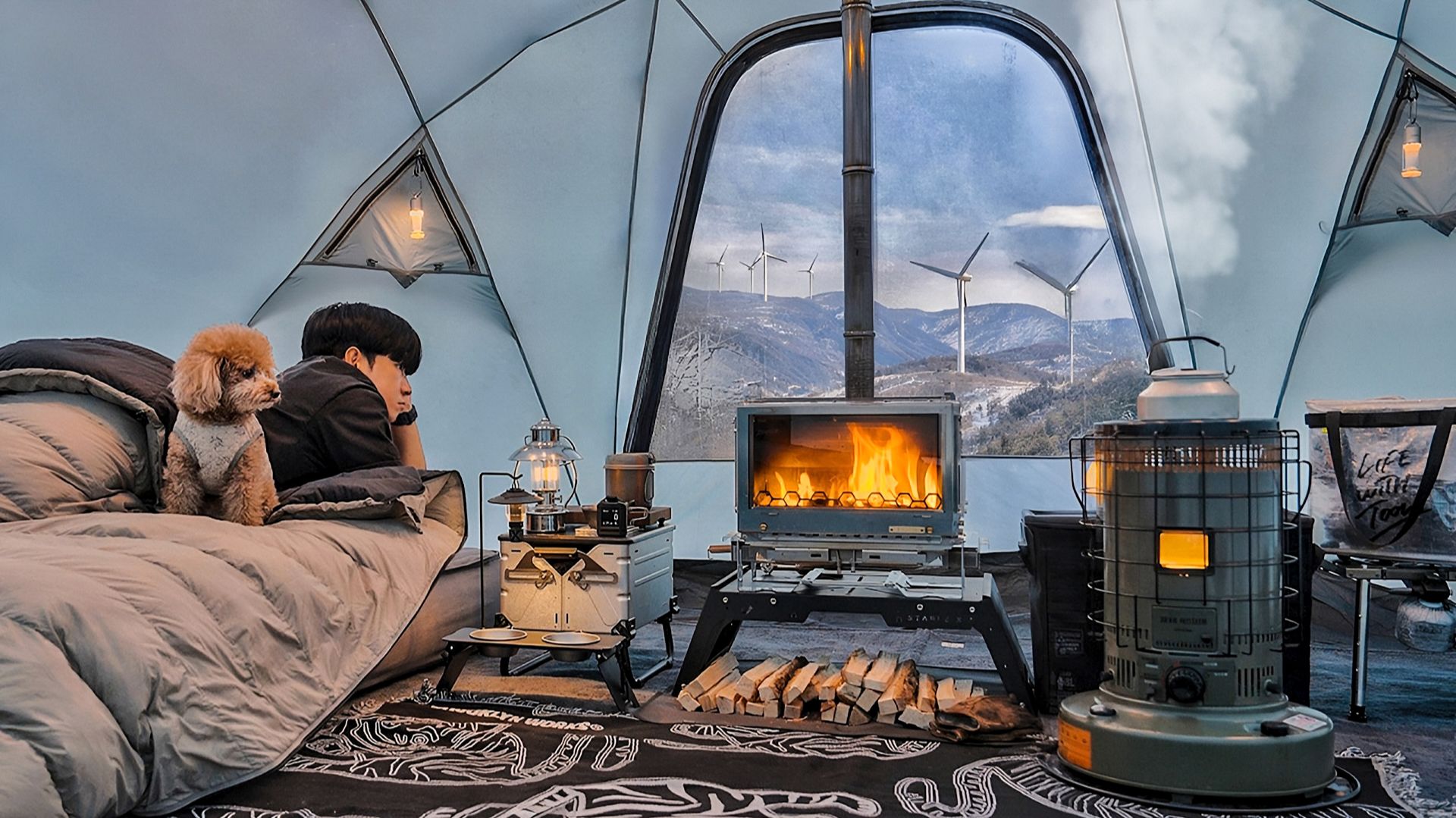 RYU Camp - Camping in Snow Mountain with My Dog смотреть онлайн