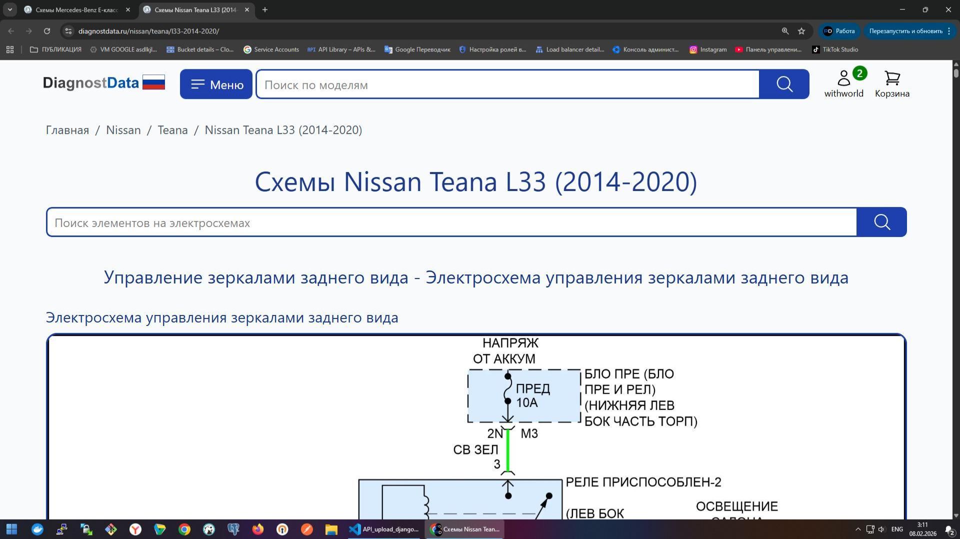 Схемы Nissan Teana L33 (2014-2020)