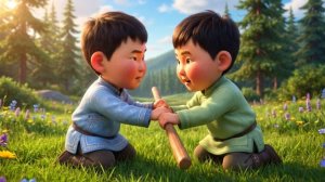 Кэчиимэ "Эрбэхчэй бэргэннэр хоьоонунан Ньургун, Эрхаан диэн уолаттар мас тардыьалларын туьунан мульт