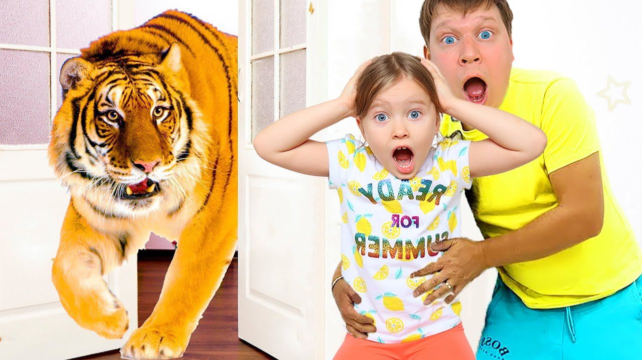 Милана с папой играют с питомцами и устроили домашний зоопарк смотреть онлайн