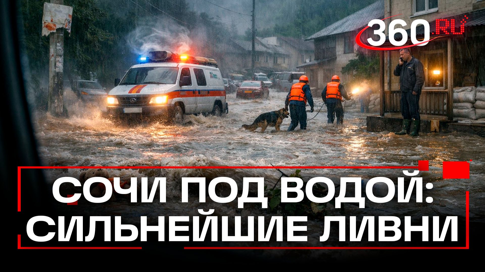 Сочи затопило из-за ливней: уровень воды в реках на пределе смотреть онлайн