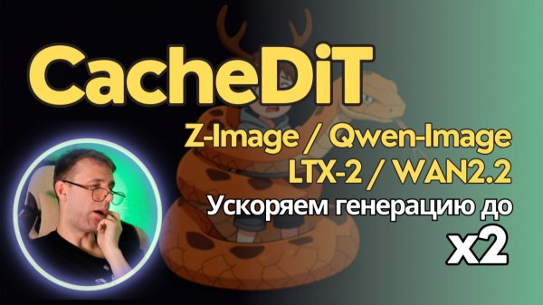 CacheDiT - ускорение генерации х2 в ComfyUI для моделей Z-Image, Qwen-Image, LTX-2 и WAN2.2