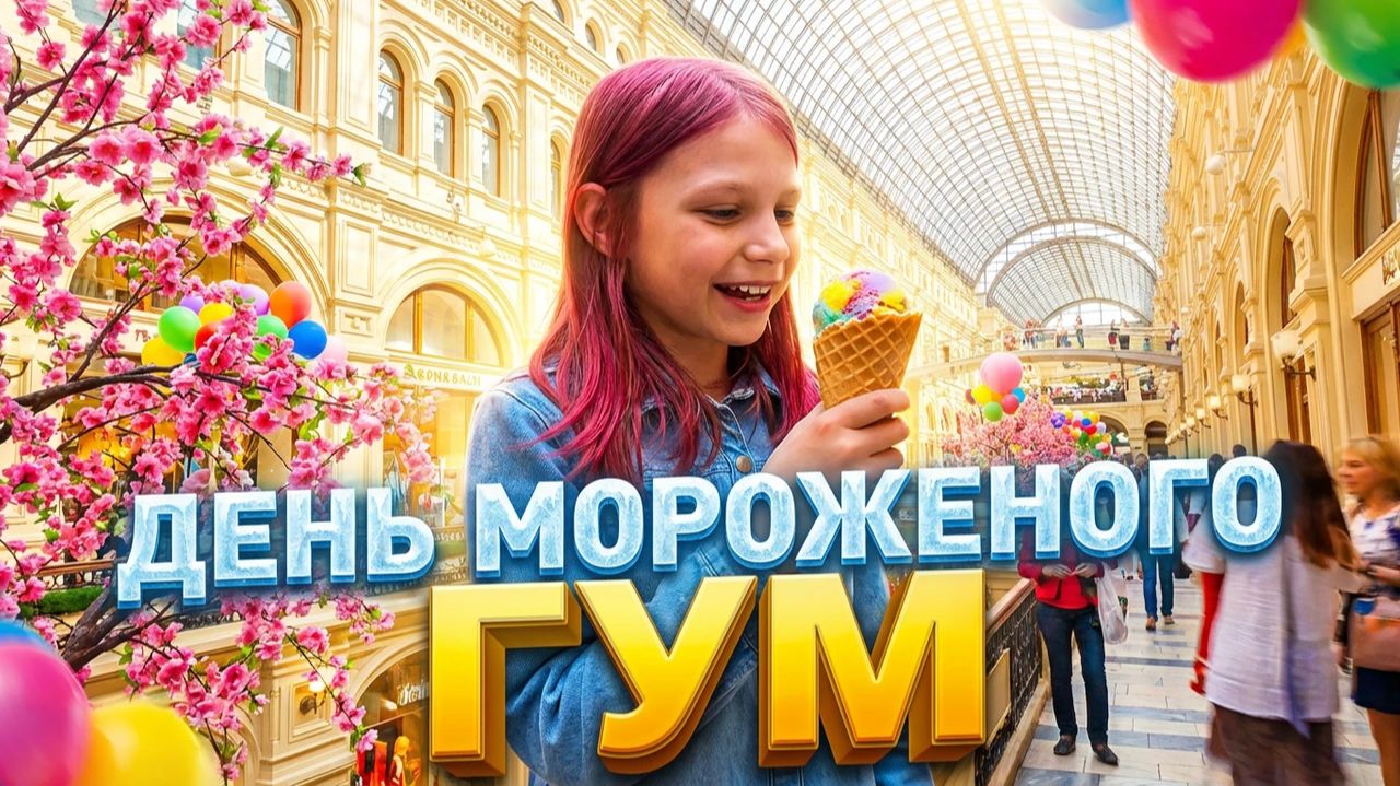 День мороженого в ГУМе 🍦 Самая большая очередь за мороженым 🚶 Прогулки по Москве #outhome смотреть онлайн