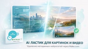 Удаление МЕТАДАННЫХ AI картинок или видео через Make.com