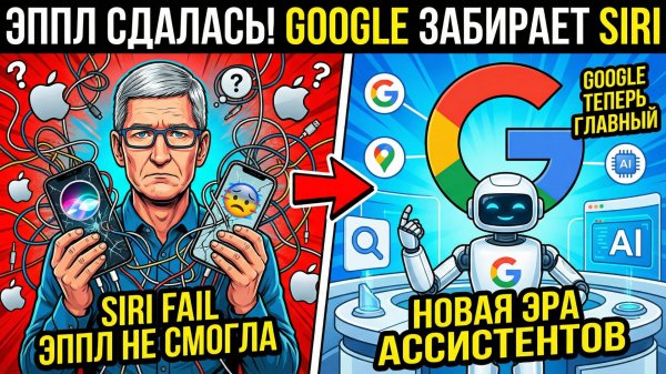 Главная Новость - APPLE бросает SIRI. Теперь всем занимается GOOGLE & GEMINI