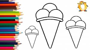 Мультик - раскраска для детей МОРОЖЕНОЕ. Учимся как рисовать ЭСКИМО вместе с детьми // ОБУЧАШКА ТВ