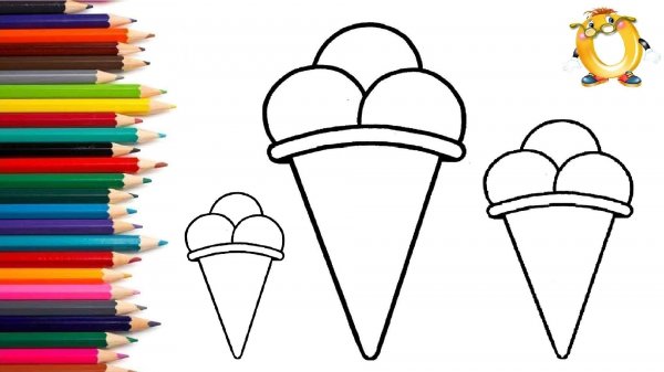 Мультик - раскраска для детей МОРОЖЕНОЕ. Учимся как рисовать ЭСКИМО вместе с детьми // ОБУЧАШКА ТВ