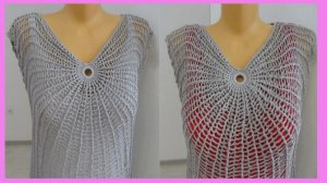 Туника с кольцом , вязание крючком